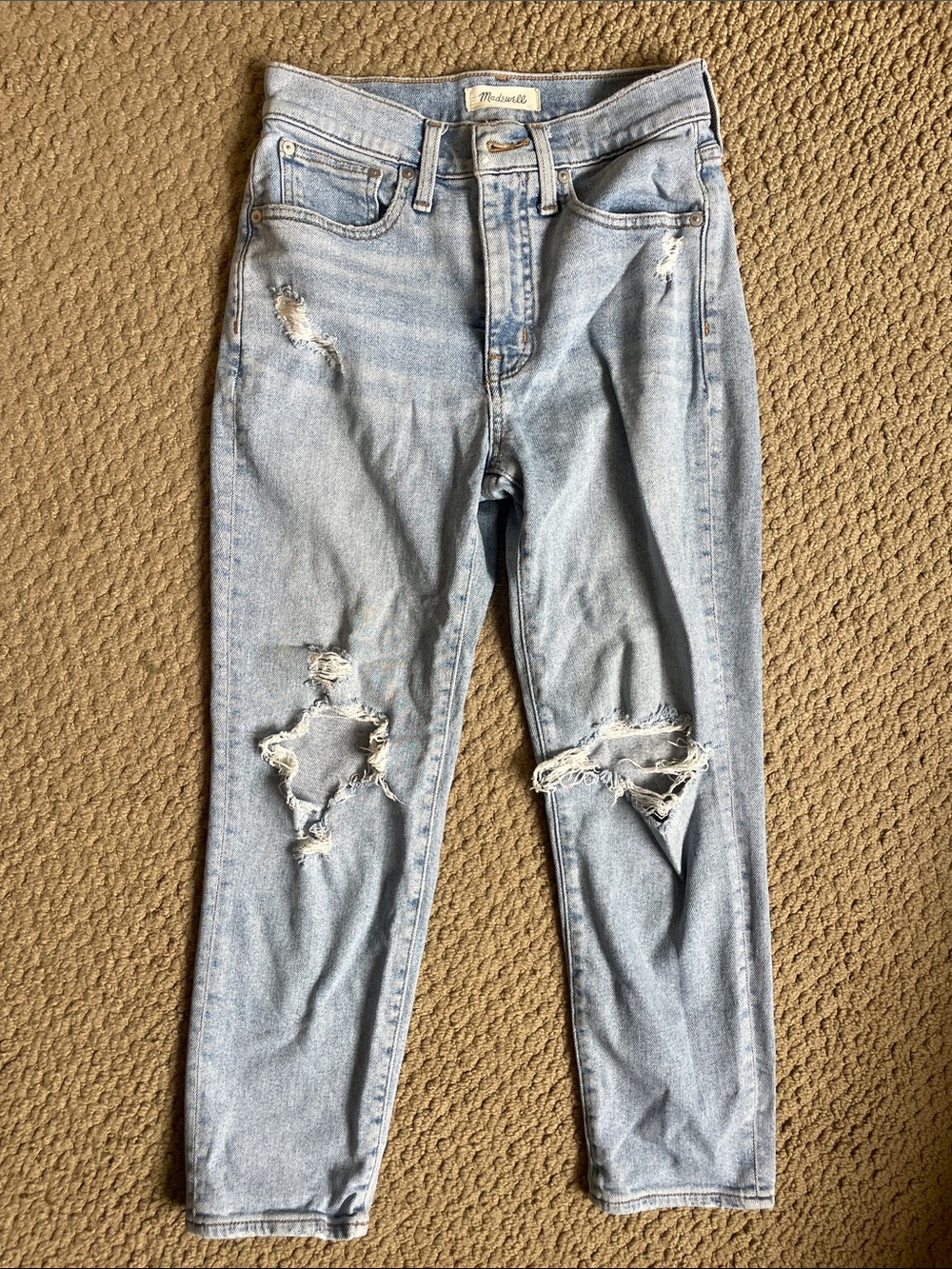 Madewell Light Blue High-Rise Distressed Mom Jeans
